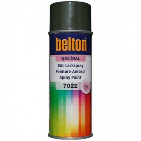 Peinture en aérosol RAL 7022 gris ombre 400ml – Finition brillante pour surfaces métalliques – Résistance aux intempéries – Belton