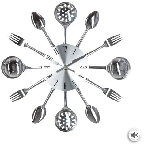 Pendule murale en métal déco cuisine D 38 cm - Atmosphera