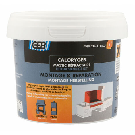 GEB – Mastic réfractaire noir 600 g – Haute résistance jusqu'à 1500°C – Pour montage appareils de chauffage et réparation foyers – Pâteux
