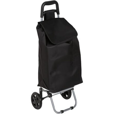 Ac-Deco – Chariot de course noir pliable – Capacité 30 litres – Roues en caoutchouc pour maniabilité – Dimensions L. 35 x P. 28.5 x H. 91.5 cm