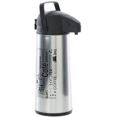 Thermos à pompe 1,9 L en acier inoxydable – Design moderne – Résistant à la corrosion – Pour boissons chaudes et froides – Secret De Gourmet