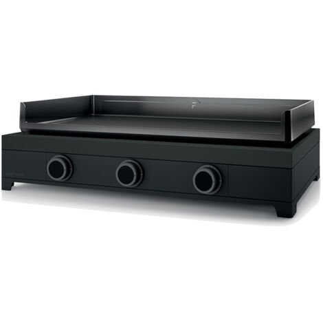 Forge Adour – Plancha à gaz 3 brûleurs 6000W – Plaque fonte émaillée 74,4 x 42 cm – Châssis acier noir – Pour cuisson 10-15 personnes