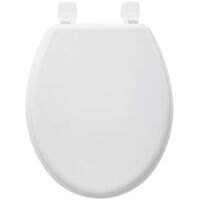 Five – Abattant WC adulte oval en MDF blanc coton – Fixation simple – Dimensions L. 37 x P. 43 x H. 4 cm – S'adapte à tous les WC standard