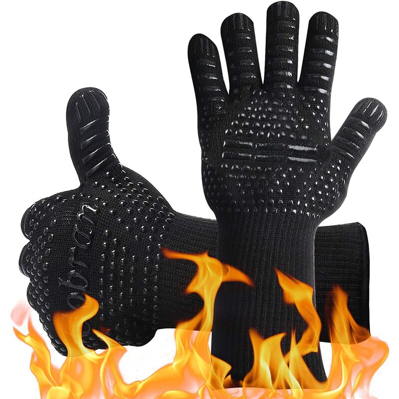 Barbecue Glove, Heat Resistant Gloves Up To 500c Universal Non-slip Oven  For Bbq Grill Kitchen And Fireplace Pair Bla 【59%OFF!】