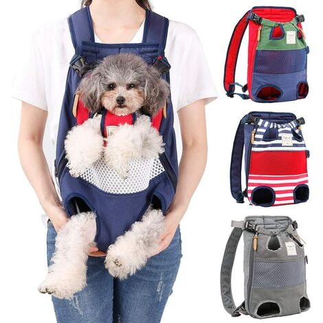 Dog Backpack - A pet backpack with the legs facing forward, suitable for small and medium-sized dogs, hands-free travel bags for cats, approved by airlines and motorcyclists. Hiking - (red and blue)