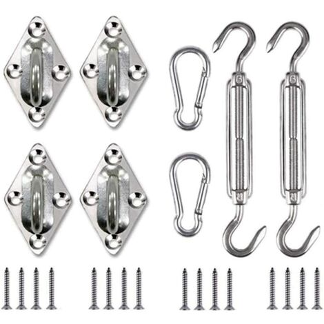 Awning Attachment Set, Heavy Duty Sun Shade Sail Stainless Steel Hardware Kit for Garden Triangle and Square, Rectangle, Sun Shade Sail Fixing Accessories