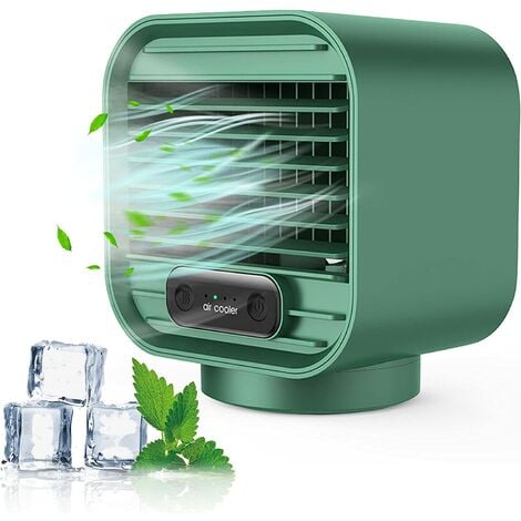 Portable Air Cooler Mobile Air Conditioner, 3 in 1 Portable Air Conditioner Fan Air Humidifier Rechargeable Packaging Mini Staff Air Cooler for Home & Office (Green)