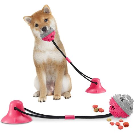 Dog Toy with Suction Cup, Pet Chew Toys, Dog Chew Interactive Toys, Cleaning Teeth, Outdoor Beet with Dental Care Function