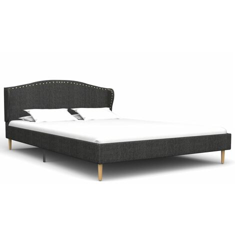 Bed Frame Dark Grey Fabric 135x190 cm15177-Serial number