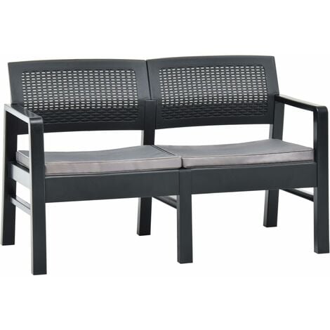 2-Seater Garden Bench with Cushions 133 cm Plastic Anthracite33951-Serial number
