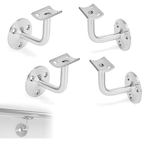 Current hand mounts for wall mounting stainless steel stair rail brackets Wall brackets Current hand holders for ramp staircase Wall rack mount Silver 4 pieces