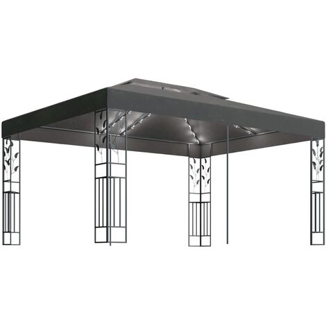 Gazebo with Double Roof and String Lights 3x4m Anthracite21517-Serial number