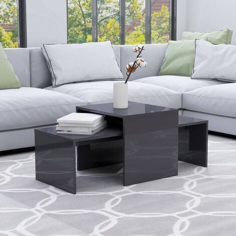 Coffee Table Set High Gloss Grey 100x48x40 cm Chipboard36899-Serial number