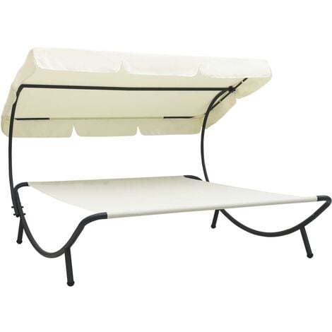 Outdoor Lounge Bed with Canopy Cream White33478-Serial number