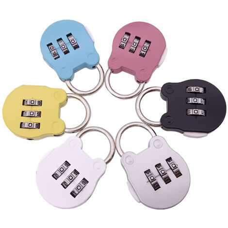 Combination Lock 6 PCS Small Padlocks Outdoor Colour Coded, 3 Digit Zinc Alloy Combination Security Padlock, Resettable Code Lock for Gym School Outdoor Shed Storage Cabinet Toolbox Cute Cartoon Shape