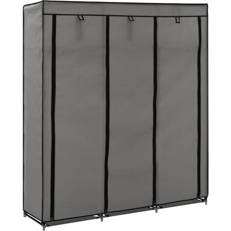 Wardrobe with Compartments and Rods Grey 150x45x175 cm Fabric15719-Serial number