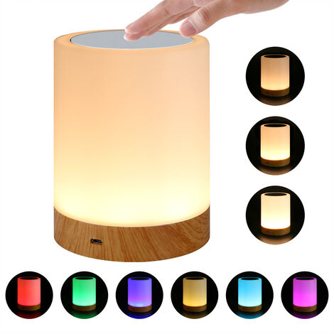 LED Bedside Lamp, Dimmable Atmosphere Table Lamp for Living Room, 16 Colors Portable Night Light with Warm White Light 2800-3100K and Color Changing Gifts for Children / Adults [Energy Class A ++]