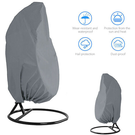 Garden Hanging Chair Cover Rattan Wicker Waterproof Hanging Chair Cover Egg Protective Cover Water and dust resistant chair - 190 X115cm (Gray)