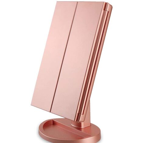 BETTE Lighted Makeup Mirror, 10 Magnification with 22 LED Touch Screen and USB Charging, 180 Degree Adjustable Holder for Countertop Cosmetic Makeup Mirror (Rose Gold)