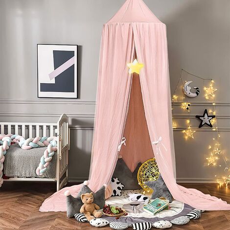 BETTE Kid&#39;s Bed Skies, Canopy Mosquito Net for Baby or Child, Double Layer Canopy Bedroom Decoration Design (Pink)