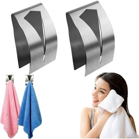 BETTE Bathroom Towel Holder Kitchen Towel Holder Solid Kitchen Towel Hook Adhesive Stainless Steel, Bathroom Self Adhesive Hook, 5 Pieces