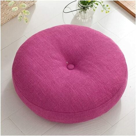 Round Seat Cushion, Betterlife Cotton Linen Tatami Cushion, Thick Fluffy Chair Cushions for Office Chair Cushions, Removable and Washable Outdoor Cushion for Indoor,Pink,40cm(16inch)