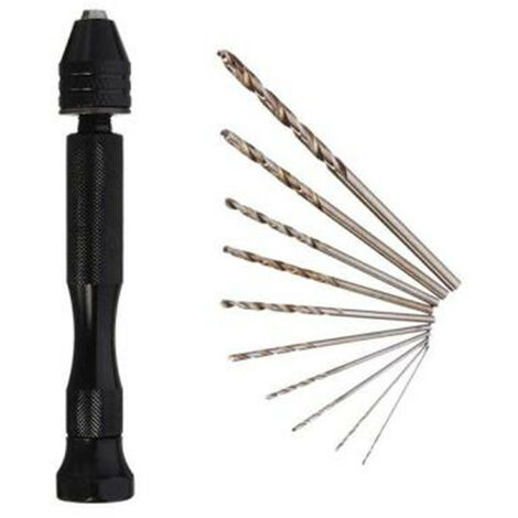 Hand Drill Hand Rotary Drilling Mini Micro Hand Drilling Tools Rotary Tools +10pcs Micro Twist Drill Bits for DIY Jewelry Carving Tool-betterlife