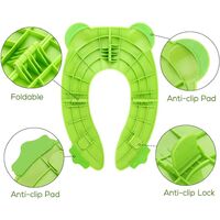 Reducer WC Foldable Travel Children's Toilet Seat For Baby Comfort PP Equipment With 4 Silicone Non-Slip Skates and 1 Transport Bag - Green