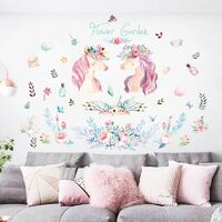 Unicorn wall sticker - detachable unicorn sticker with heart shape and reflective film and reflective film, suitable for birthday parties and children's rooms (image styles are randomly sent)