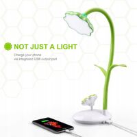 Dimmable Green LED Table Lamp, Bedside Lamp with Touch Sensor, Flexible Play Lamp That Can Be Charged Via USB and 360 Degree Rotary Cell Phone Stand (White) [A ++ Energy Class]