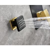 Rain shower head, brushed silver square
