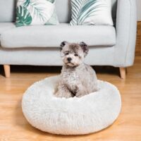 Cat Bed Dog Bed Round Nest for Pet for Cat Oval Cat Donut Nid White Bed Diameter 40cm