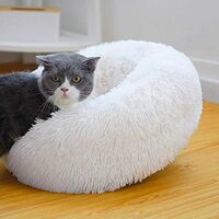 Cat Bed Dog Bed Round Nest for Pet for Cat Oval Cat Donut Nid White Bed Diameter 70 cm