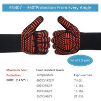 Barbecue Gloves, Hot Gloves, Winter Gloves, Garden Gloves, Outdoor Gloves, High Temperature Cotton Gloves, Scallow and Fireproof, Black Pair