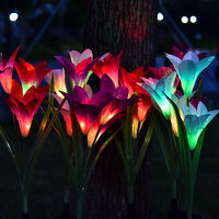 Solar Lawn Lights, Artificial Flower Lights, 4 Large Lily Lights, Garden Lights, Garden Landscape Lights