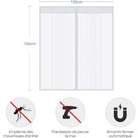 Mosquito net white magnetic window of 130 * 150cm Mosquito net curtain magnet with sticky strip and window bugs prevents mosquitoes and other critters in ete