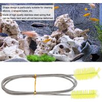 Aquarium cleaning brush, flexible hose Moderate cleaning spring brush, double end brush U-shaped tubes for aquarium aquarium (yellow)
