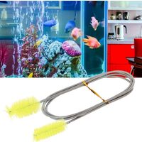 Aquarium cleaning brush, flexible hose Moderate cleaning spring brush, double end brush U-shaped tubes for aquarium aquarium (yellow)