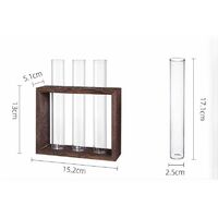 Test tube glass vase with wooden holder for hydroponic plants Tube vintage vase decorative for wall murals for Valentine's Day Anniversary, 3 holes