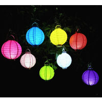 Chinese lampion led lampshade paper lantern ball 20 cm round decoration set of 10 batteries, colorful random color