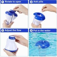 Floating Pool Diffuser, Chlorine Diffuser Swimming Pool with Thermometer, Automatic Chlorine Diffuser for All & Swimming Pools, Spas, Hot Tubs, Aquariums & Fish Ponds (1pcs)