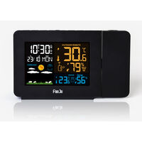 Multifunctional projection alarm clock, weather clock, color screen, electronic weather forecasting clock, temperature and indoor and outdoor humidity