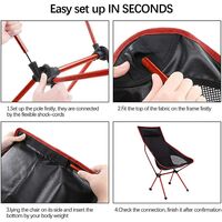 Light and laptop folding camping chair - Ideal for fishing, garden, hiking, travel - can support up to 100 kg (red)