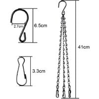 [4 Pack] 41cm Basket chain hanging 3-strand metal spare chain hook with hook and clip for flower pots planters bird feeders lanterns tables ornaments - black
