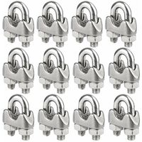Set of 12 stainless steel stainless steel cable clamps for 4mm metal cable diameter (M4)