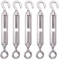 Set of 5 M8 wire tensioners in stainless steel with adjustable hook and garden rope, climbing rope, fence, catspark, climbing plant, linen rope, chain
