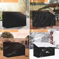 3 Seat Garden Bench Cover with Air Vent, Waterproof, Windproof, Anti-UV, Heavy Duty Rip Proof 210D Oxford Fabric Outdoor Patio Bench Seat Cover (162 x 66 x 63 / 89cm) - Black