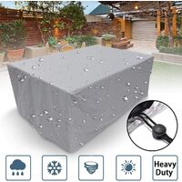 Silver Heavy Duty Oxford Polyester Rectangular Patio Table Cover Garden Furniture Covers Waterproof Protective Garden Cover (126 * 126 * 74CM)