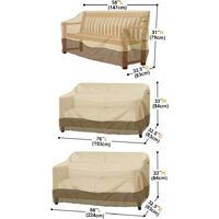 Patio Lounge Bench Covers Waterproof, Garden Loveseat Furniture Protection Cover, Wind-resistant Sofa Couch Chair Cover with Drawstring (147 * 83 * 79cm, Beige)