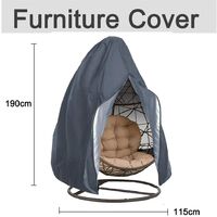 Egg Patio Hanging Egg Chair Cover Outdoor Swing Egg Chair Cover Waterproof Anti-dust with Zipper 210D Oxford Fabric Veranda Garden Lawn Chair Protector Furniture Accessory 115x190cm (Grey)